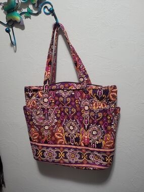 Vera Bradley Quilted Paisley Tote in Purple and Pink